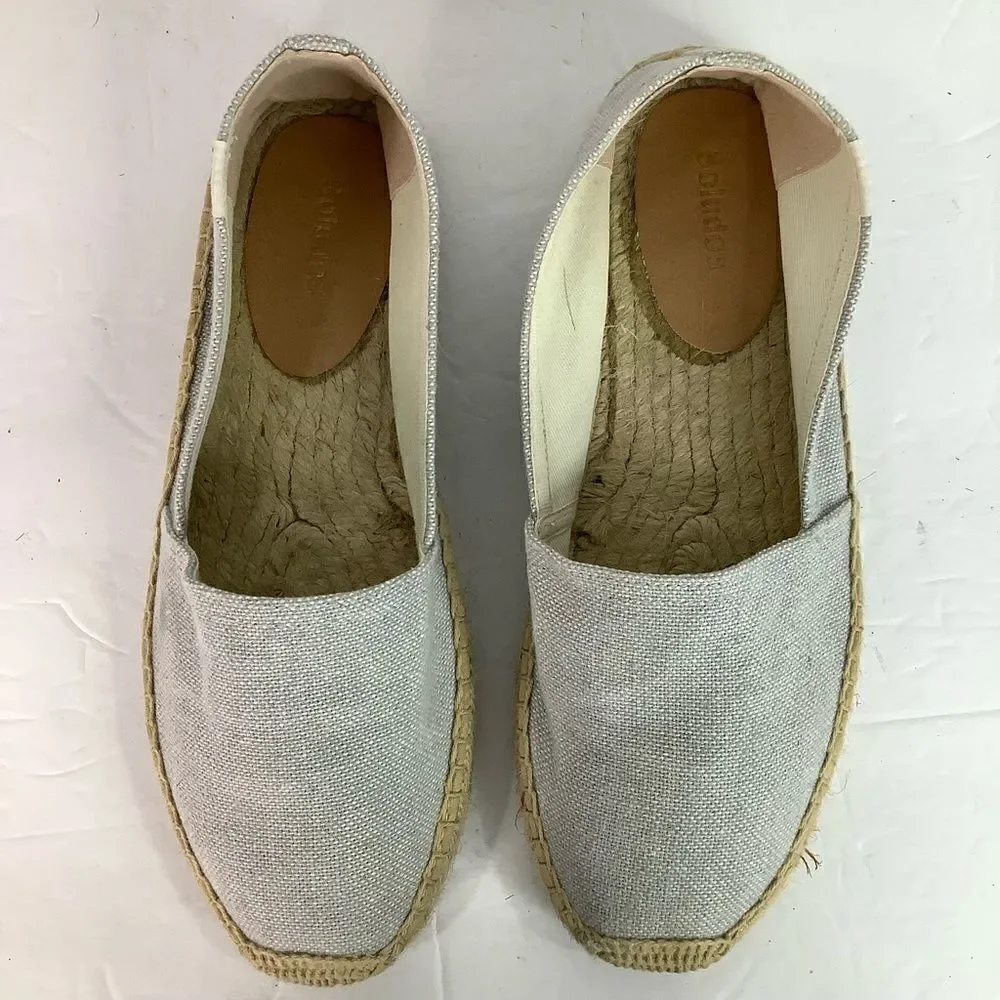 Soludos Almond Toe Platform Espadrille Slip On Gray Textile Canvas Women Sz 8.5